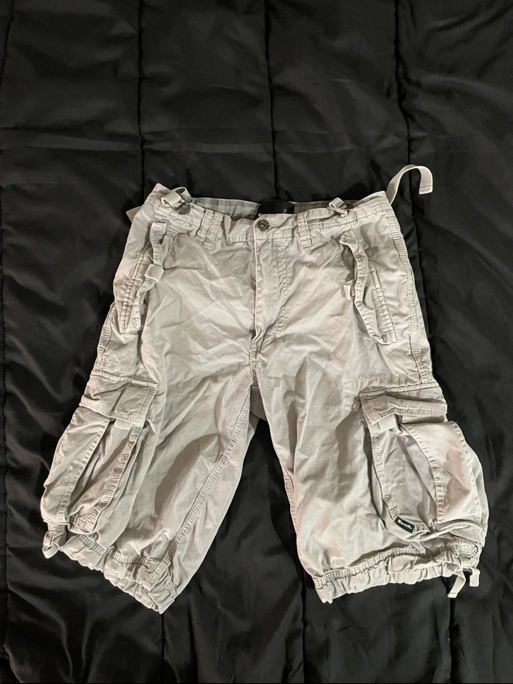 Vintage Bench Men's Cargo Shorts Size 28 Grey Baggy Loose Fit Y2K Skater Grunge